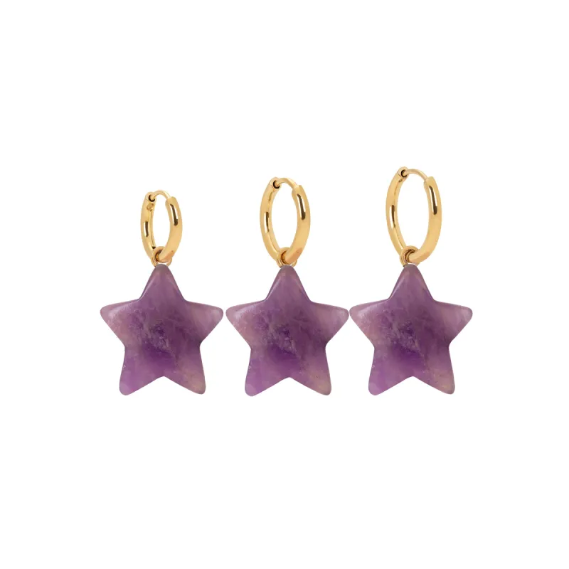 Amethyst Star Charm Earring sold by Stone and Mason