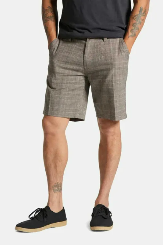 Brixton CHOICE CHINO SHORT 9" - BROWN/CREAM HOUNDSTOOTH sold by Sun Diego Boardshops