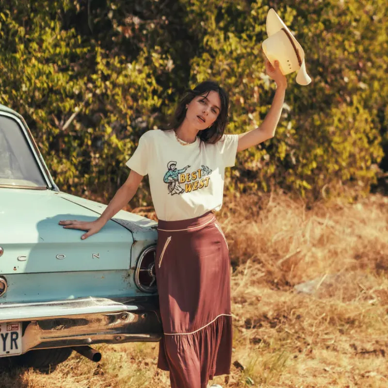 Sendero BEST IN THE WEST WOMEN'S CROP TEE - VINTAGE WHITE sold by Sun Diego Boardshops