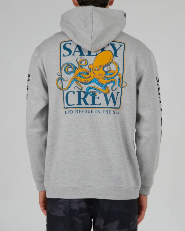 Salty Crew Ink Slinger Grey Heather Hood Fleece - GREY HEATHER sold by Sun Diego Boardshops