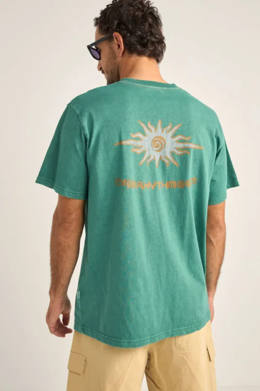 Rhythm Flame Printed Vintage T -Shirt - Green made by Sun Diego Boardshops