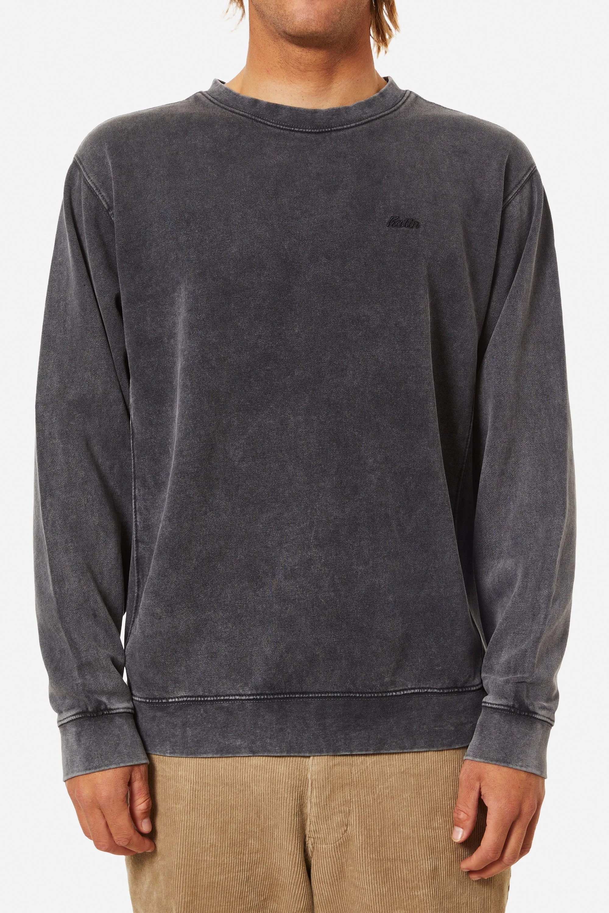KATIN EMBROIDERED CREWNECK - BLACK SAND WASH sold by Sun Diego Boardshops