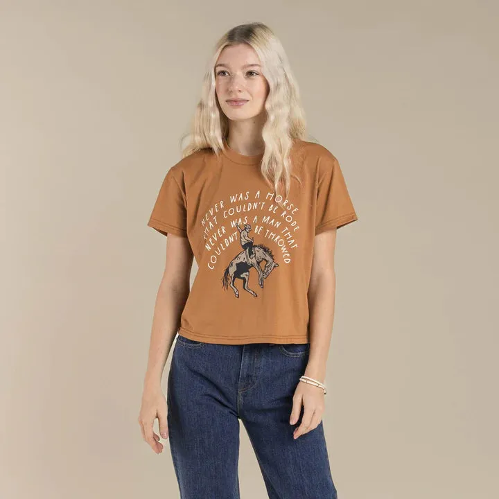 Sendero NEVER WAS A HORSE WOMEN'S CROP TEE - MEERKAT sold by Sun Diego Boardshops