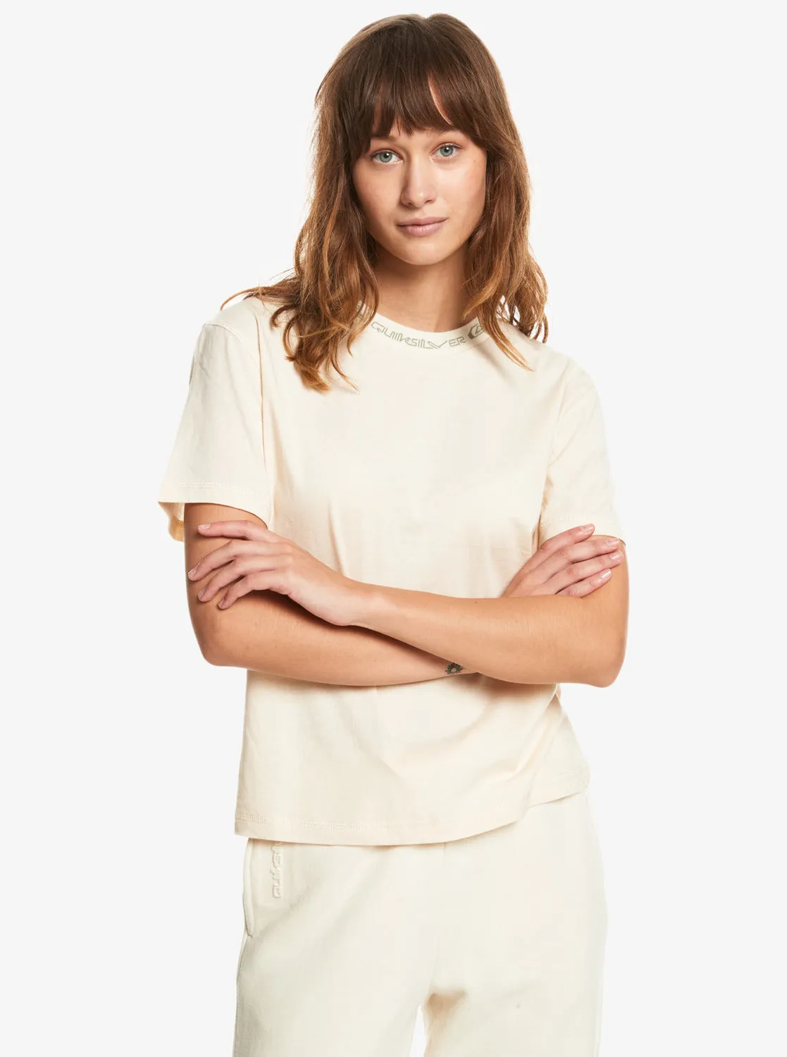 Quiksilver Womens Quiet Energy Cropped T-Shirt - Ecru sold by Sun Diego Boardshops product image thumbnail 3