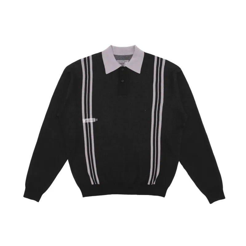 Students Sutton L/S Sweater Polo Shirt - Black sold by Sun Diego Boardshops