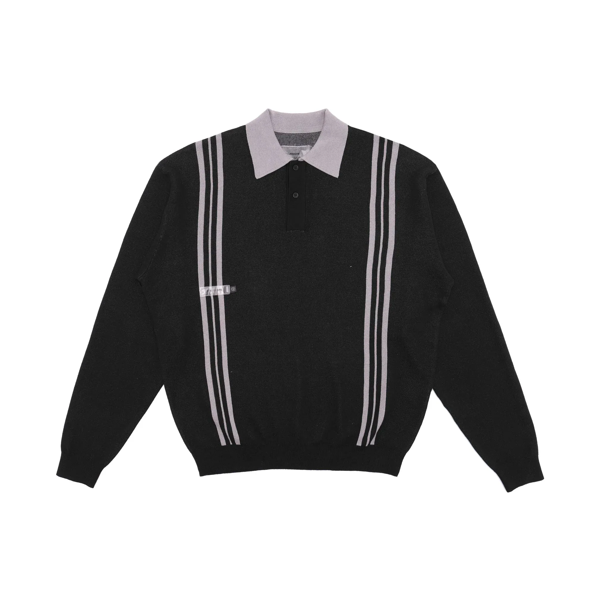 Students Sutton L/S Sweater Polo Shirt - Black sold by Sun Diego Boardshops