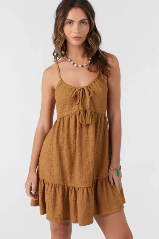 O'Neill Saige Textured Knit Short Dress - Brown Sugar sold by Sun Diego Boardshops