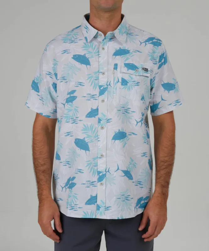 Salty Crew Feeding Frenzy Gray S/S UV Woven - GRAY sold by Sun Diego Boardshops