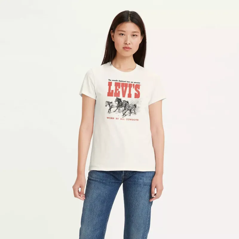Levi's  The Perfect Tee Core Housemark - Horse Trio Egret sold by Sun Diego Boardshops