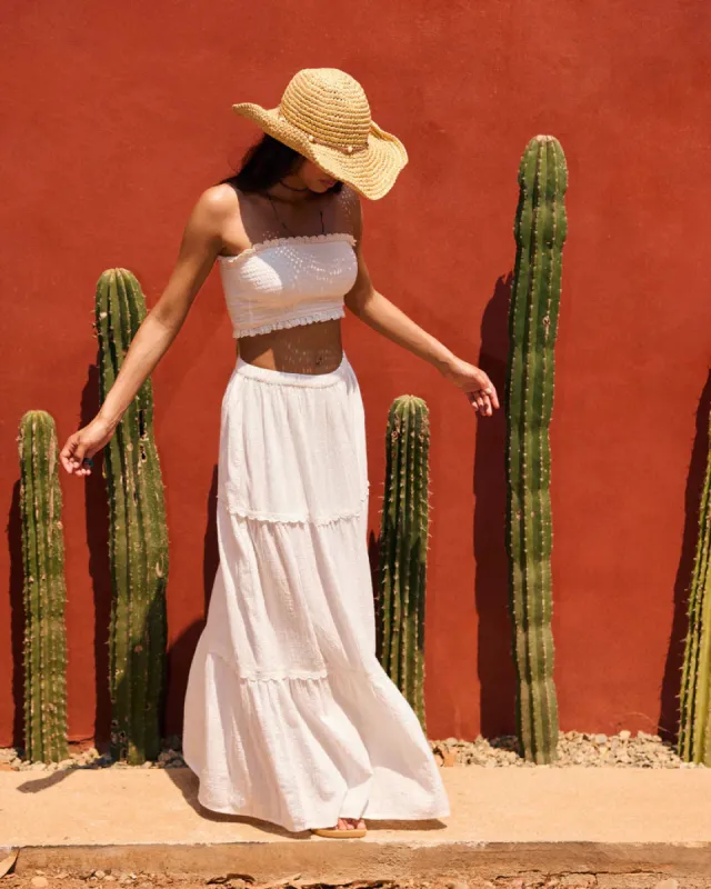 Roxy Beachside Tiered Maxi Skirt - Snow White sold by Sun Diego Boardshops
