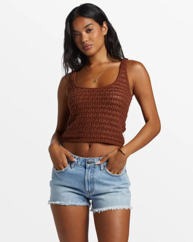 Billabong Hot Shot Crochet Tank Top - TOASTED COCONUT sold by Sun Diego Boardshops