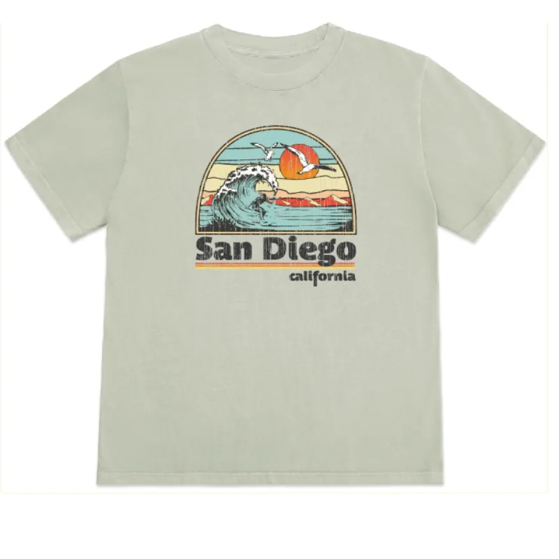 SunDiego Hot Session Box Tee - Vintage Sage made by Sun Diego Boardshops