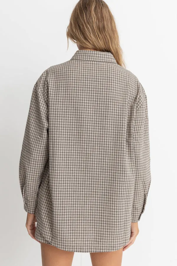 Rhythm Sandy Check Oversized Shirt - NATURAL sold by Sun Diego Boardshops product image thumbnail 3