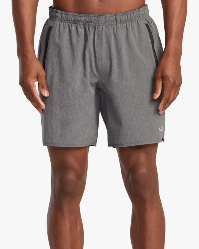 Rvca Yogger Stretch Elastic Waist Shorts 17" - Charcoal Heather sold by Sun Diego Boardshops