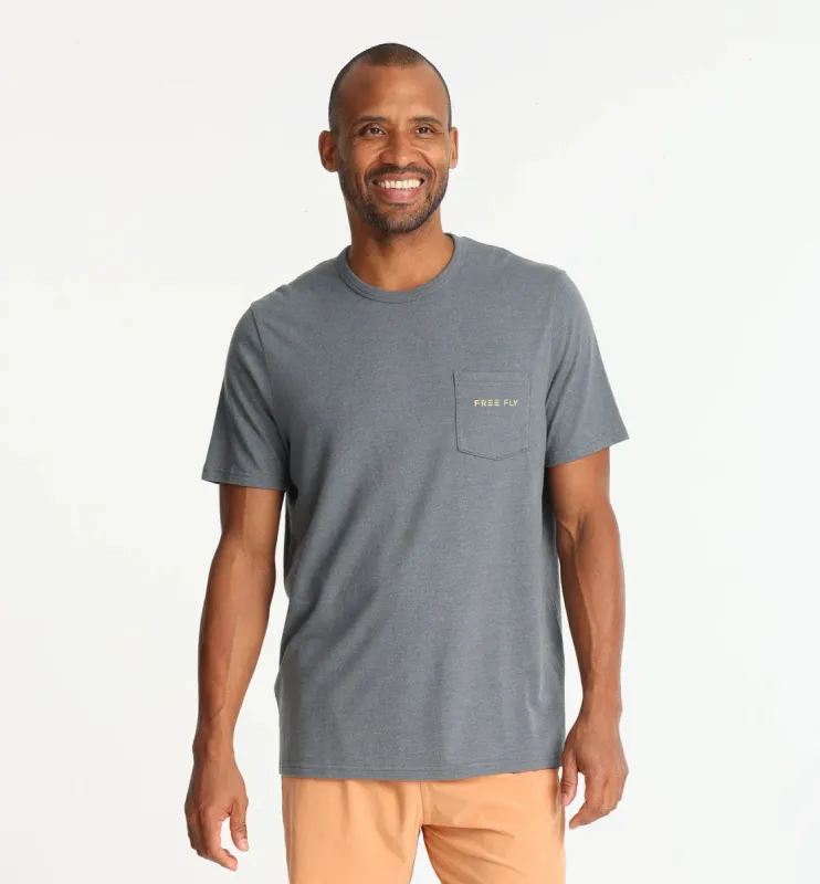Free Fly Men's Sun And Surf Pocket Tee - HEATHER STORM CLOUD sold by Sun Diego Boardshops