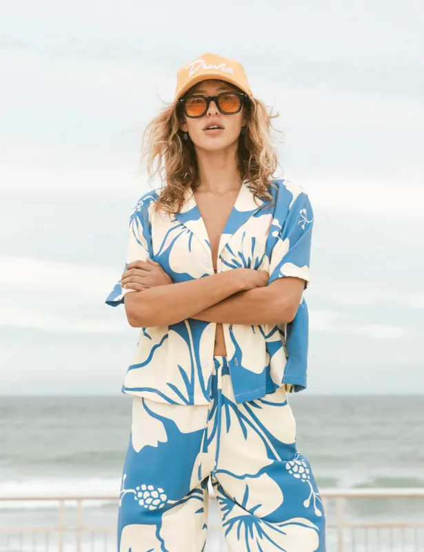 Duvin Women TROUBLE IN PARADISE CROP BUTTONUP - BLUE sold by Sun Diego Boardshops