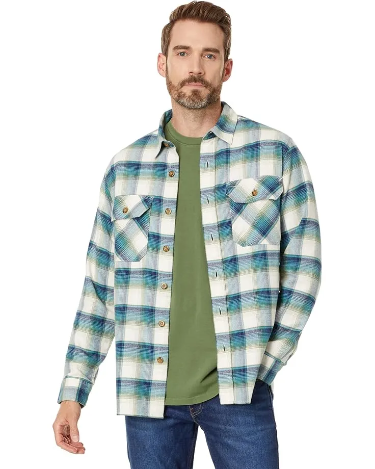 Pendleton MEN'S PLAID BURNSIDE DOUBLEBRUSHED FLANNEL SHIRT - CREAM/GREEN/BLUE PLAID sold by Sun Diego Boardshops