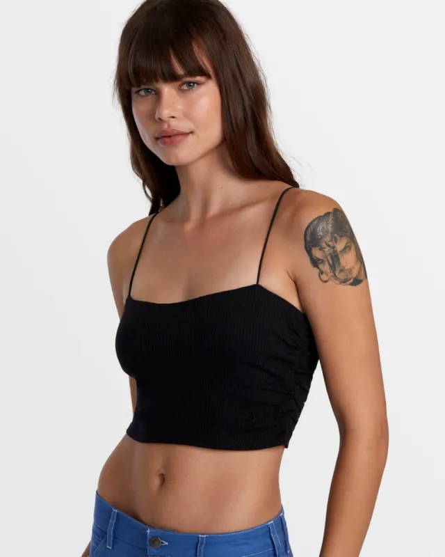 RVCA LEXI WIDE RIB FITTED TANK TOP - BLACK sold by Sun Diego Boardshops