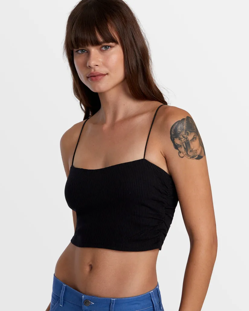 RVCA LEXI WIDE RIB FITTED TANK TOP - BLACK sold by Sun Diego Boardshops