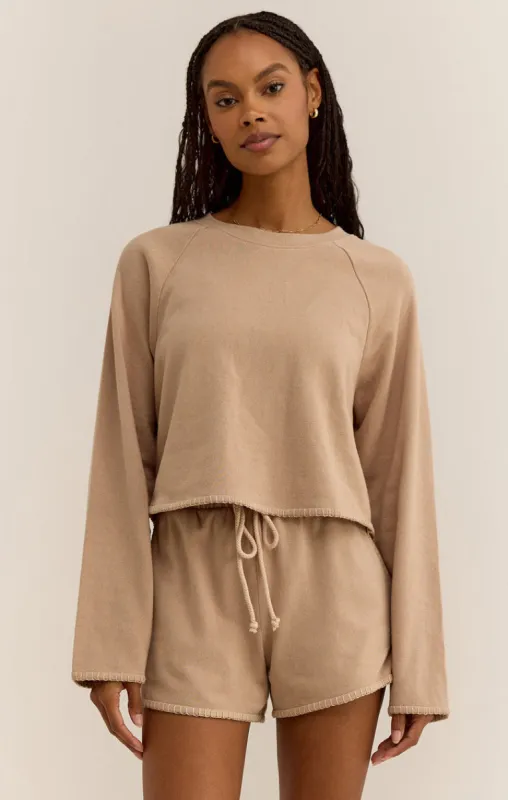 Z-Supply Seville Cropped Sweatshirt - Iced Coffee sold by Sun Diego Boardshops