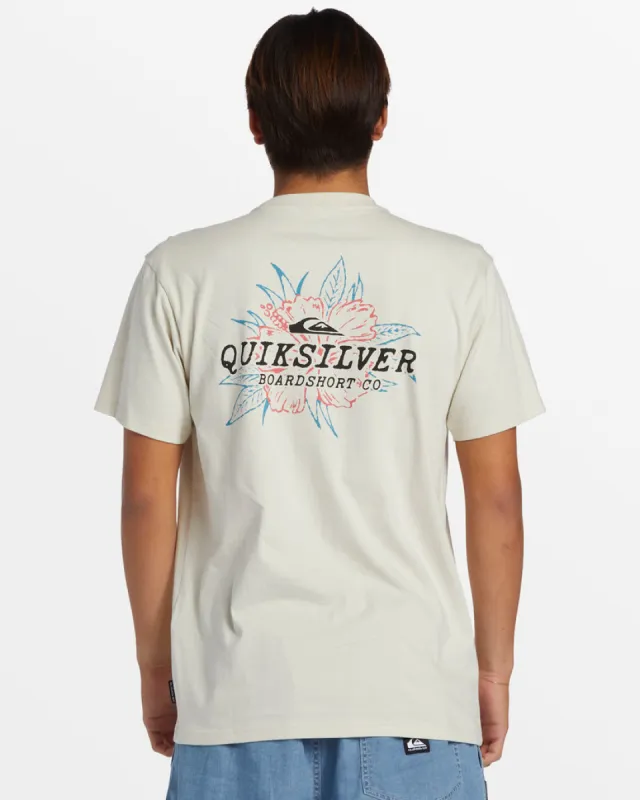 Quiksilver Hibiscus T-Shirt - SILVER BIRCH sold by Sun Diego Boardshops