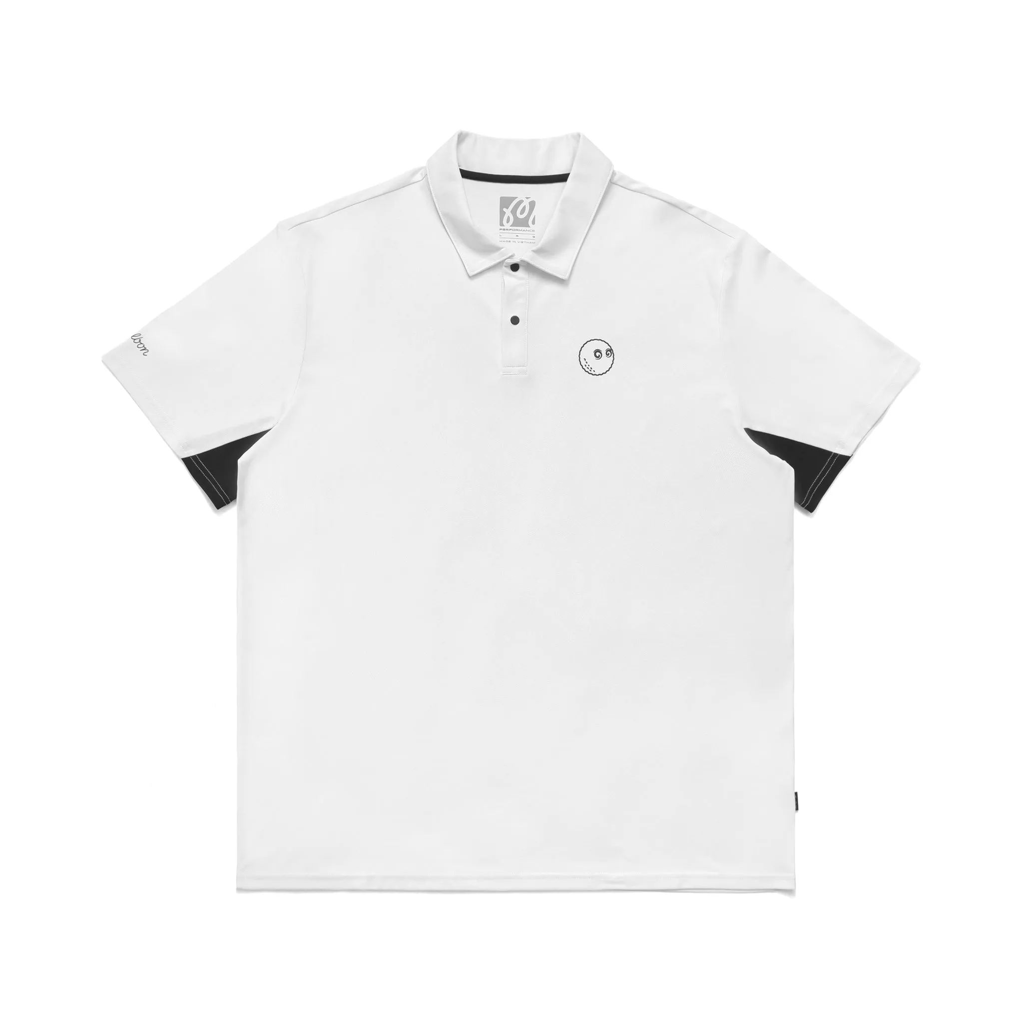 Malbon Performance Pique Polo - White Black sold by Sun Diego Boardshops
