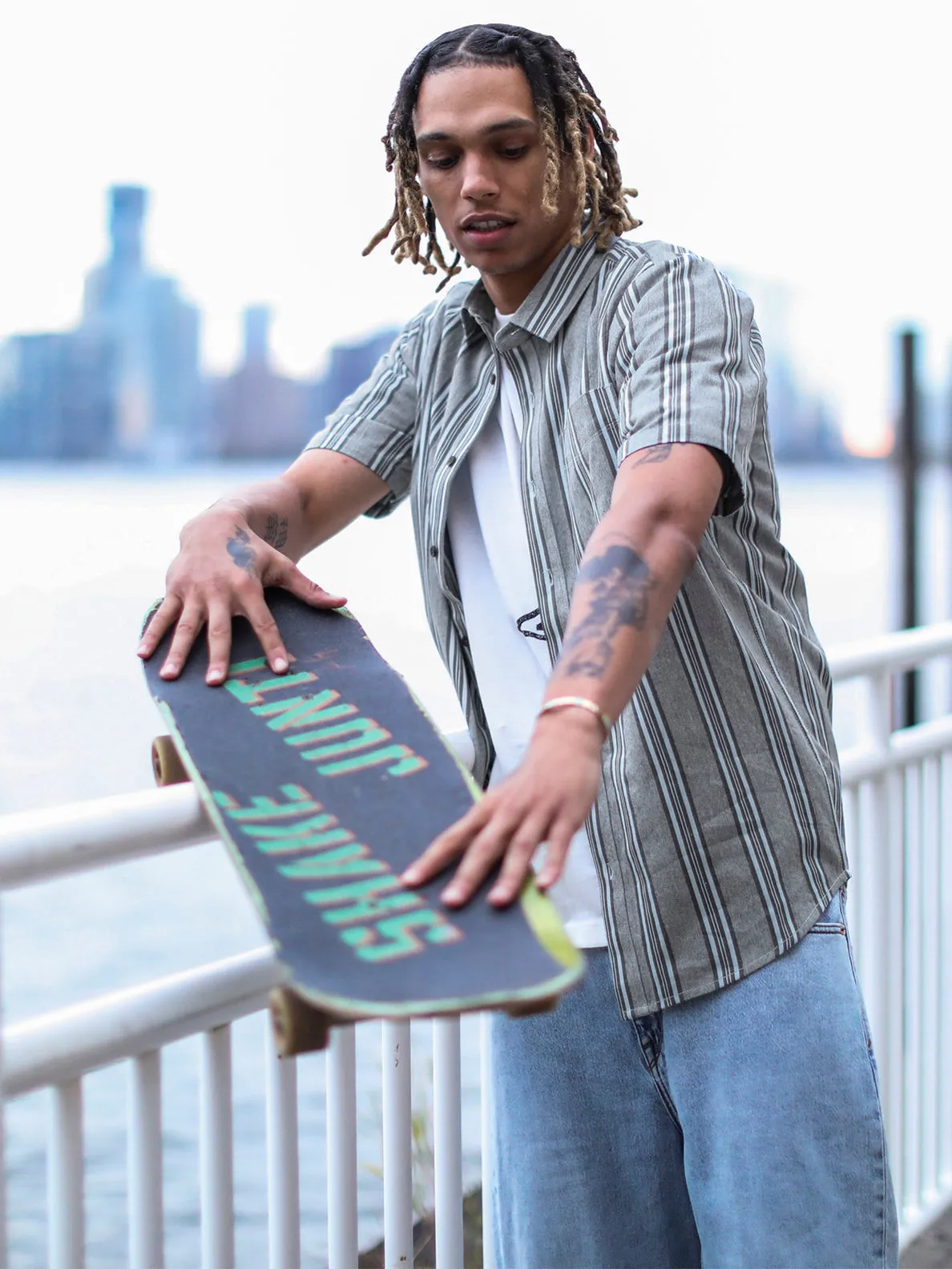 Volcom Newbar Stripe Short Sleeve Shirt - Celestial Blue sold by Sun Diego Boardshops product image thumbnail 3