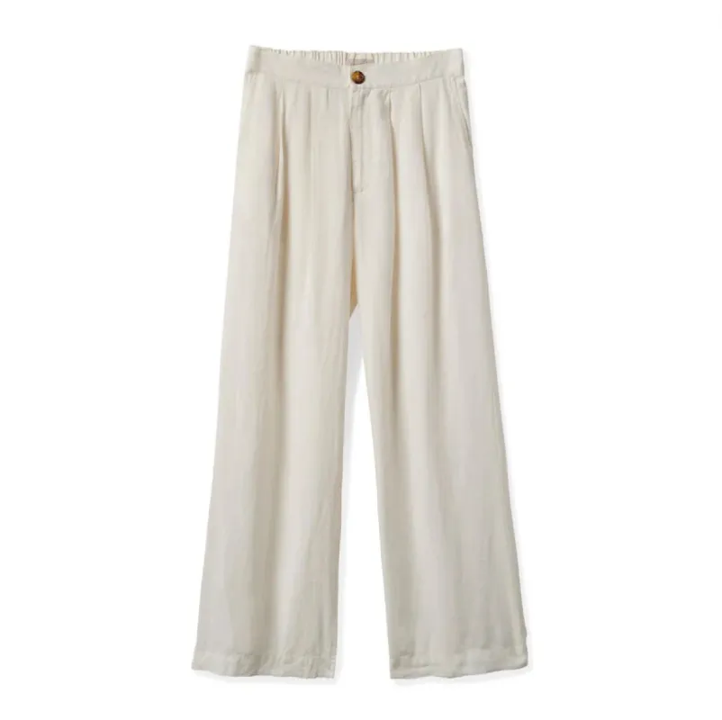 Brixton Vintage Linen Wide Leg Pant - Off White sold by Sun Diego Boardshops