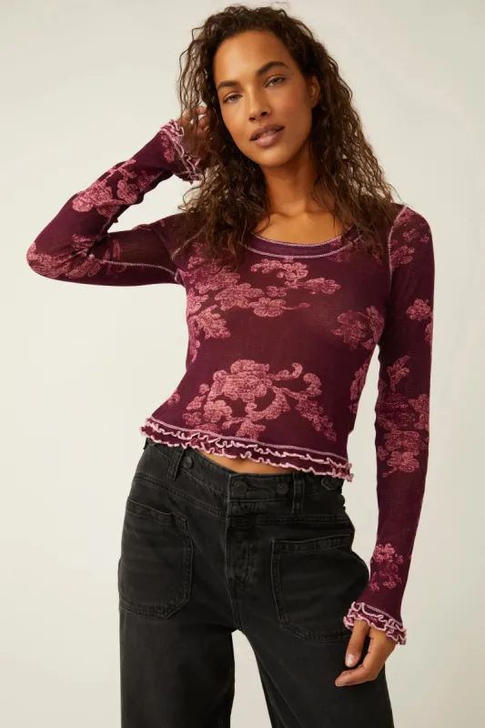 Free People Garner Long Sleeve Knit - Berry Combo sold by Sun Diego Boardshops