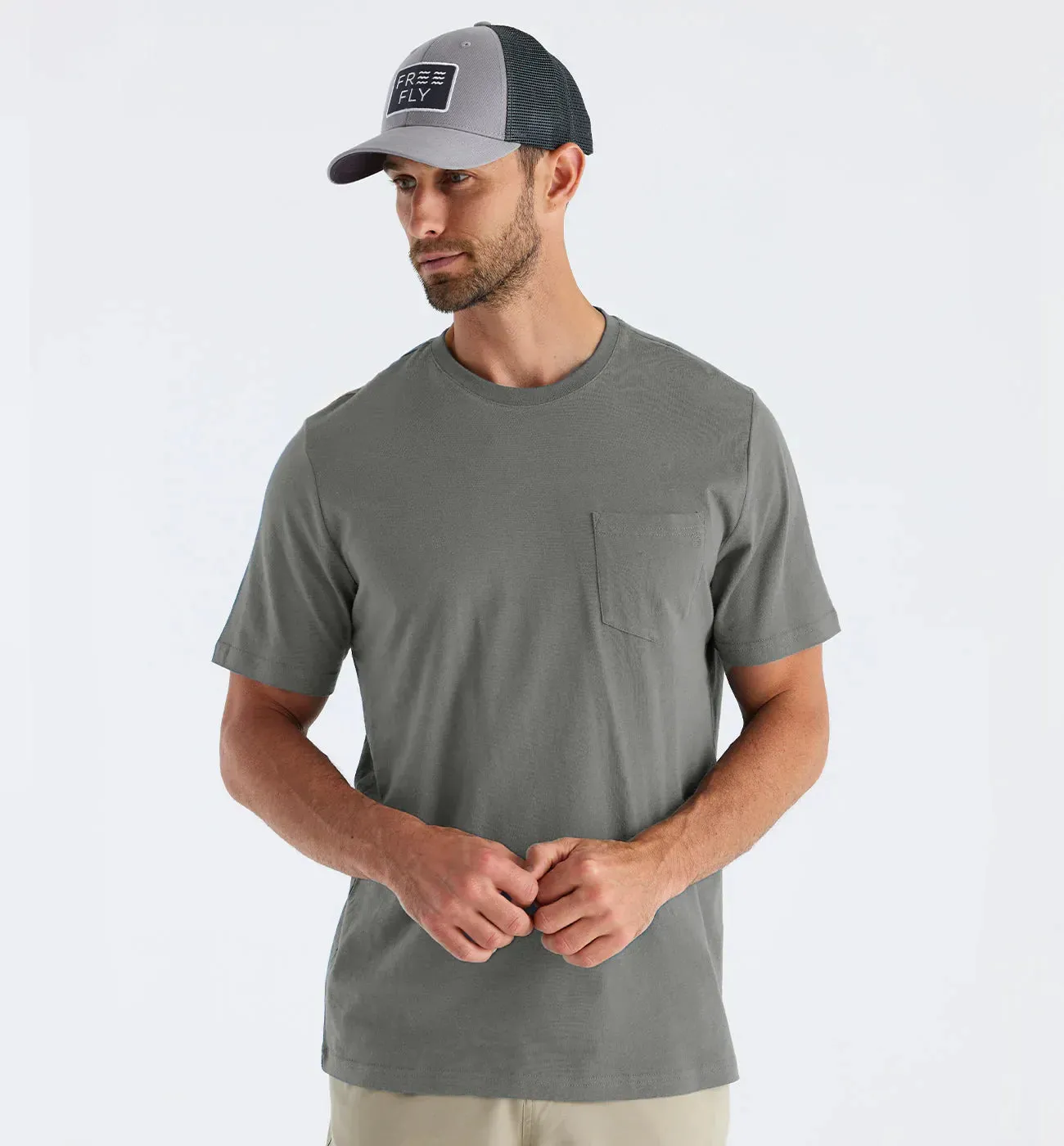 Free Fly Men's Bamboo Heritage Pocket Tee - FATIGUE sold by Sun Diego Boardshops