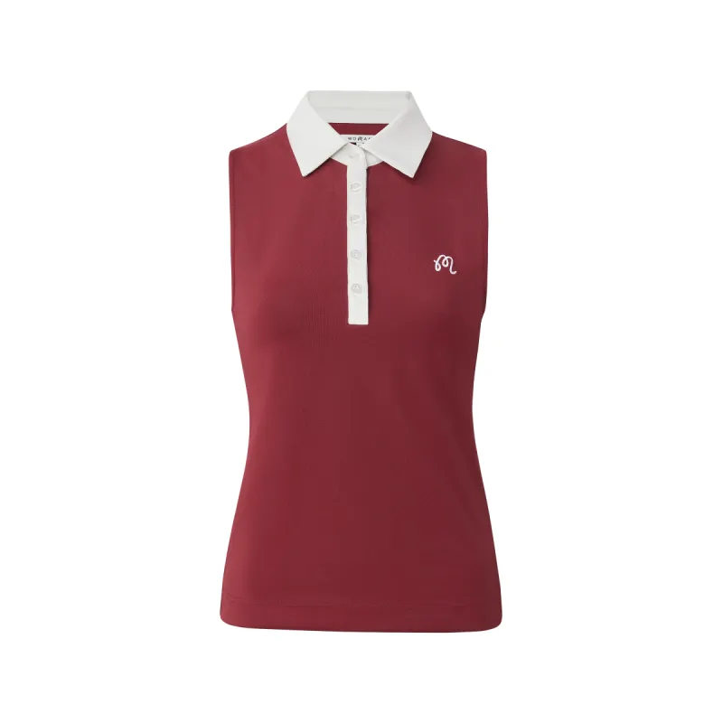 MALBON GOLF CLAUDIA SLEEVELESS POLO - PORT sold by Sun Diego Boardshops