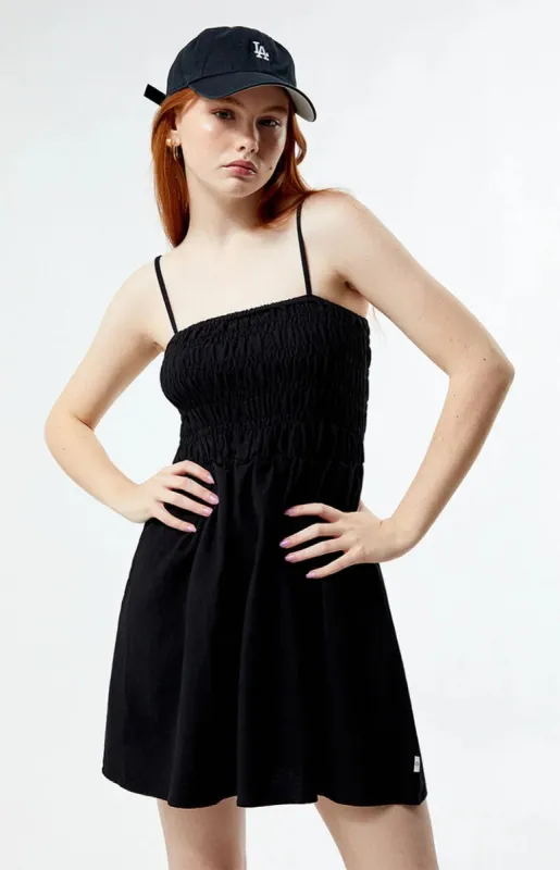 Rhythm Classic Shirred Mini Dress - Black sold by Sun Diego Boardshops