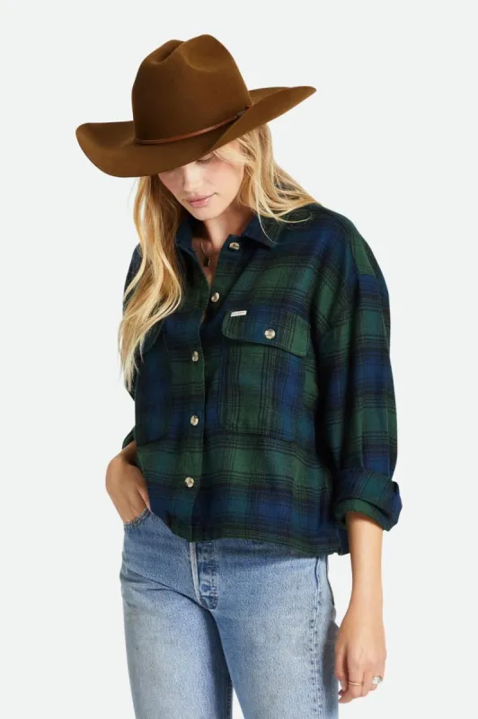 Bowery Women's L/S Flannel - Pine Needle/Deep Sea sold by Sun Diego Boardshops