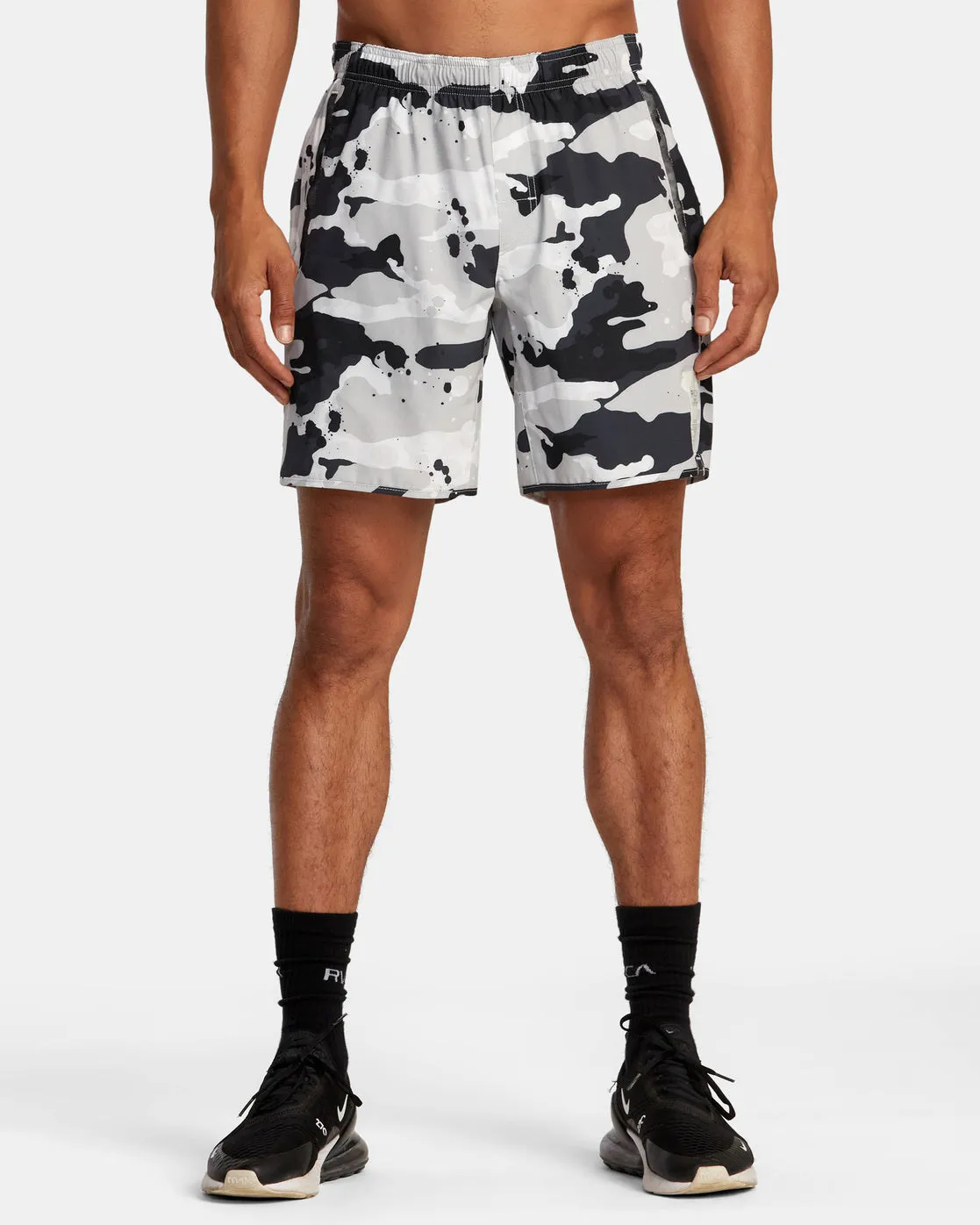 RVCA Stash Yogger Stretch 17 Shorts - BLACK/WHITE sold by Sun Diego Boardshops