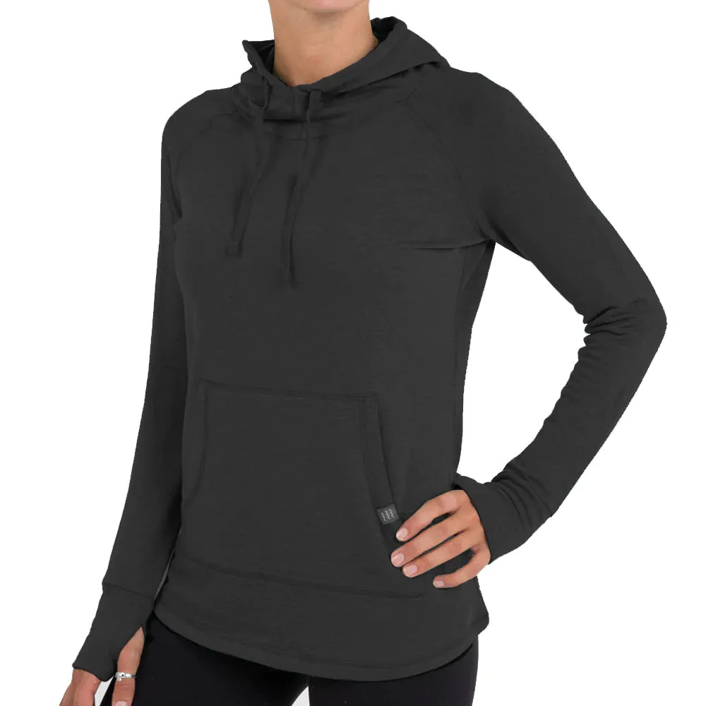 FREE FLY Women's Bamboo Lightweight Fleece Pullover Hoodie - HEATHER BLACK sold by Sun Diego Boardshops