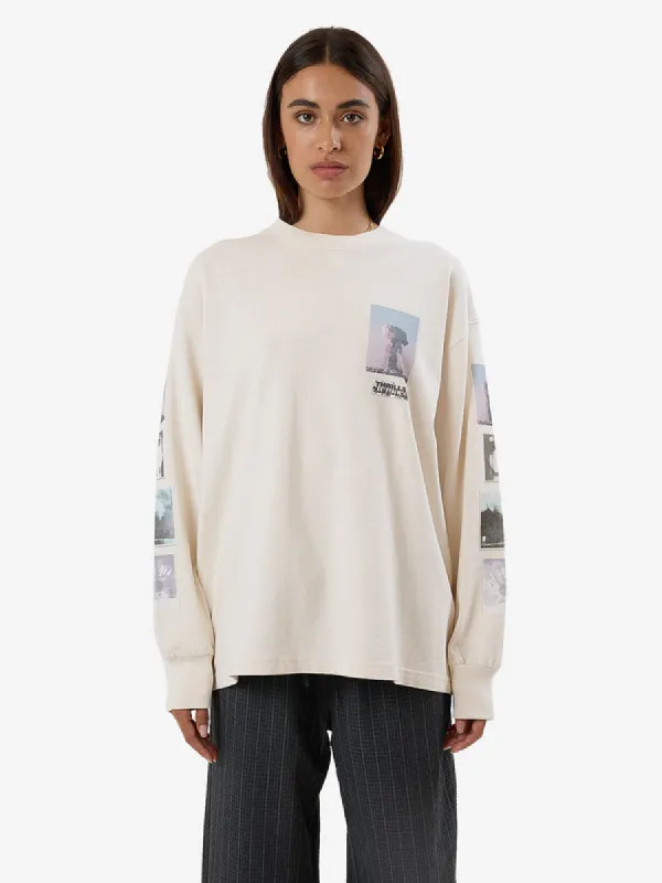 THRILLS One Way Or Another Long Sleeve Oversized Tee - HERITAGE WHITE sold by Sun Diego Boardshops