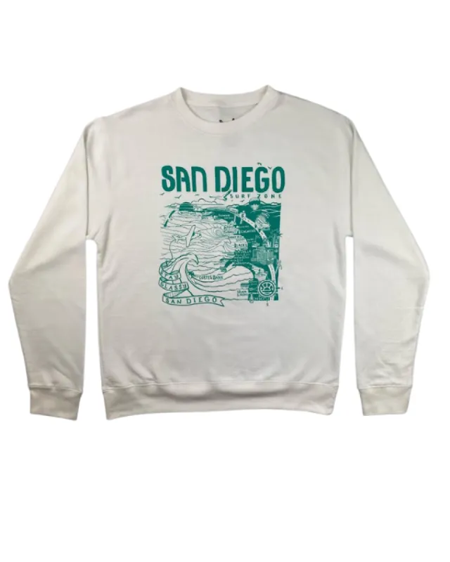 Sun Diego Women's Map Sweatshirt - White/Mint sold by Sun Diego Boardshops