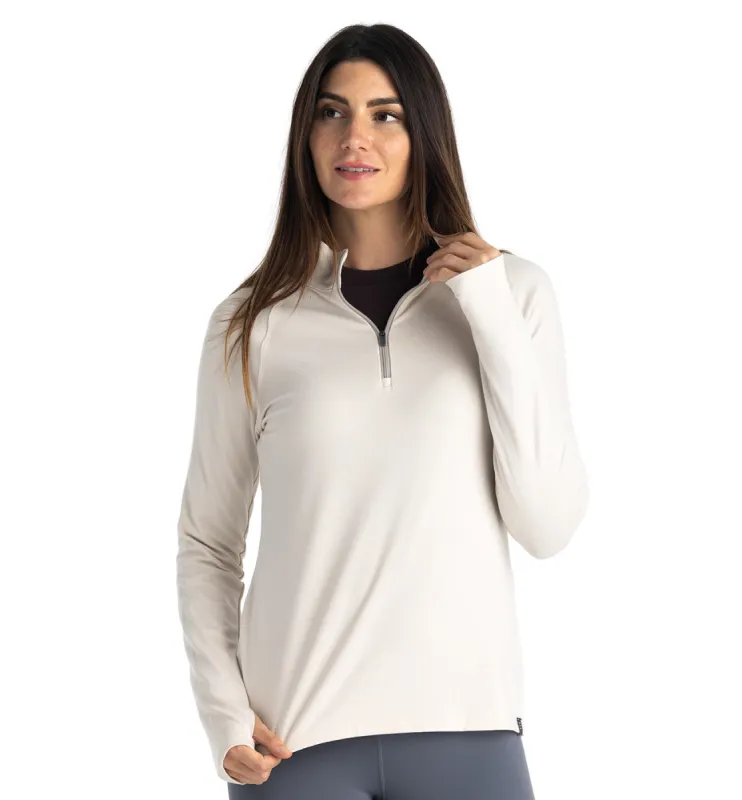 Free Fly Women's Bamboo Flex Quarter Zip - STONE sold by Sun Diego Boardshops