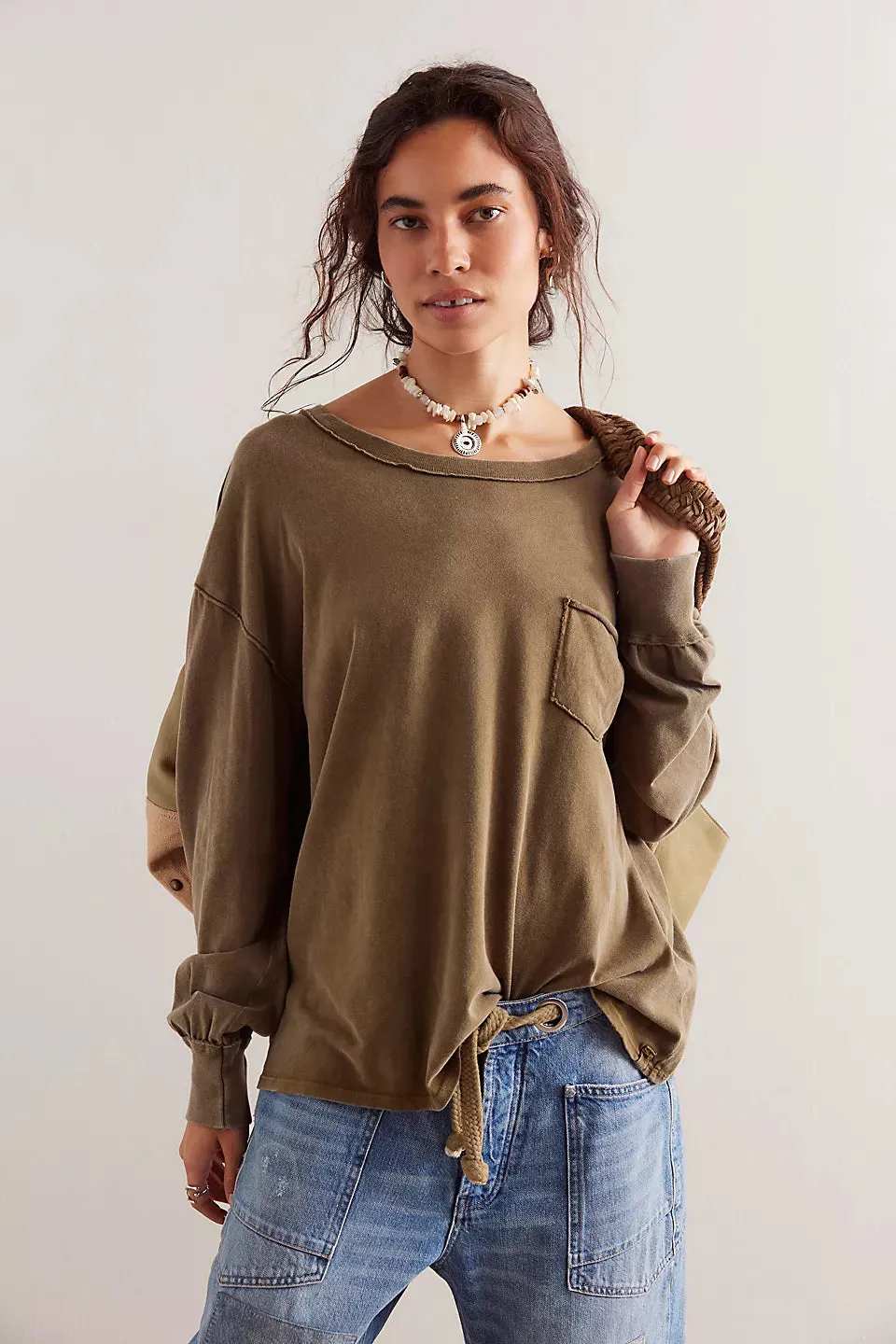 Free People We The Free Fade Into You Tee - MILITARY OLIVE sold by Sun Diego Boardshops