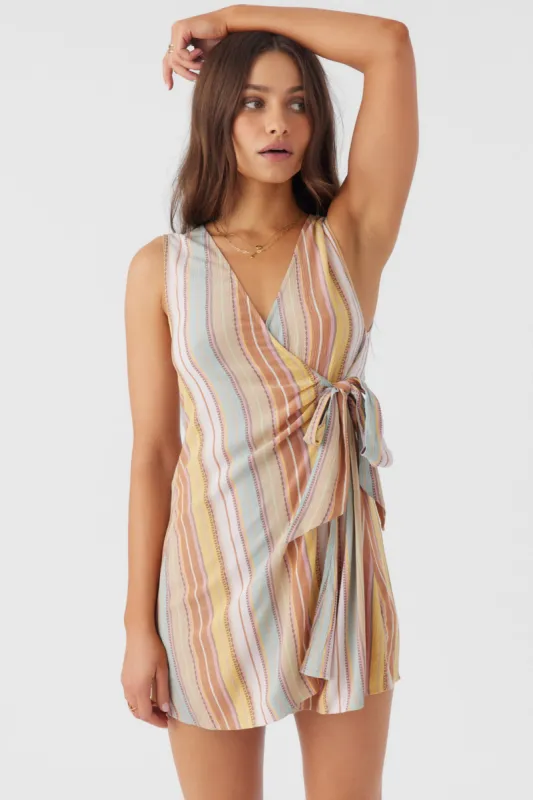 O`Neill MAIZIE STRIPE WRAP DRESS - MULTI CLR sold by Sun Diego Boardshops
