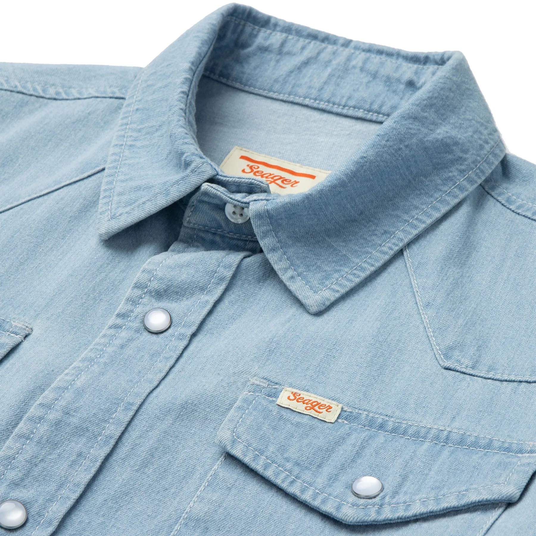 SEAGER Reagan Pearl Snap - LIGHT WASH INDIGO BLUE sold by Sun Diego Boardshops product image thumbnail 3