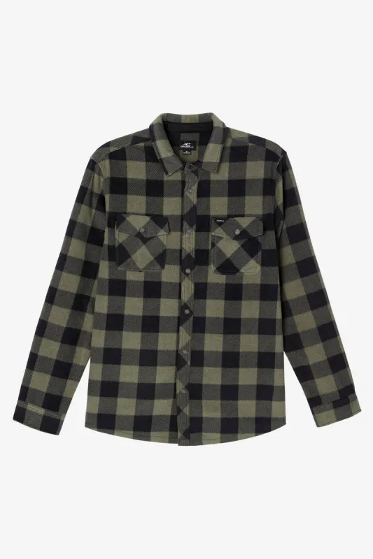 O'Neill Glacier Plaid Superfleece Long Sleeve Shirt - Dark Olive sold by Sun Diego Boardshops