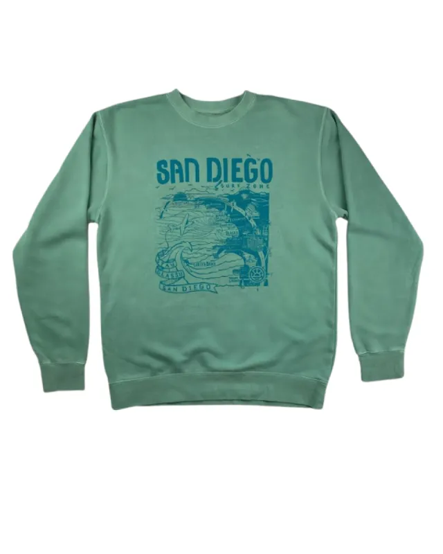 Sun Diego women's Map Sweatshirt - Mint/Teal sold by Sun Diego Boardshops