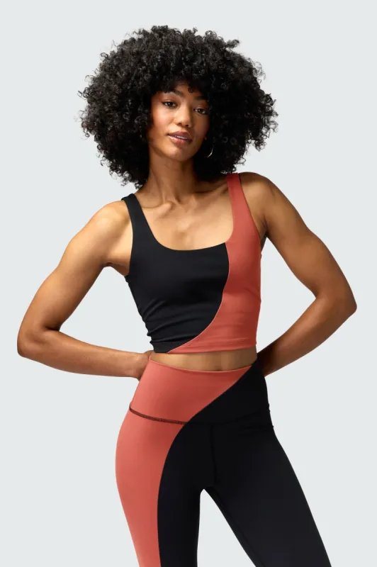Spiritual Gangster Indie Color Block Crop Tank - Rosewood/Black sold by Sun Diego Boardshops