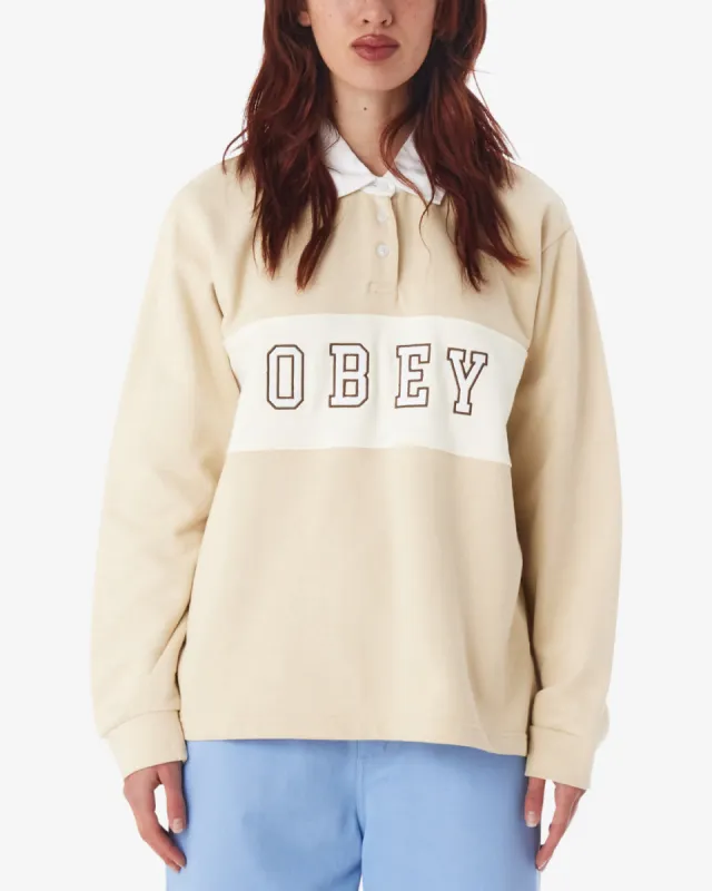 Obey Rosewood Rugby LS Polo - OYSTER GREY sold by Sun Diego Boardshops