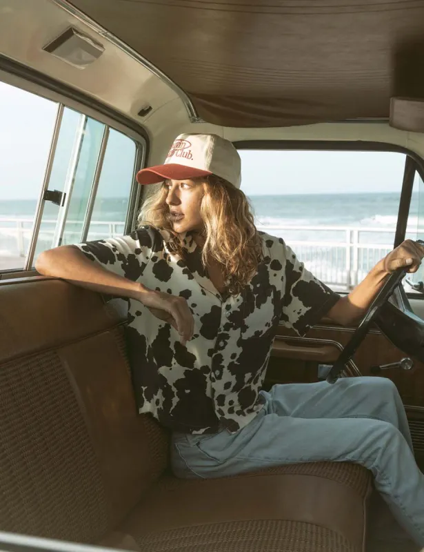 Duvin Women COW CROP BUTTONUP - BLACK sold by Sun Diego Boardshops