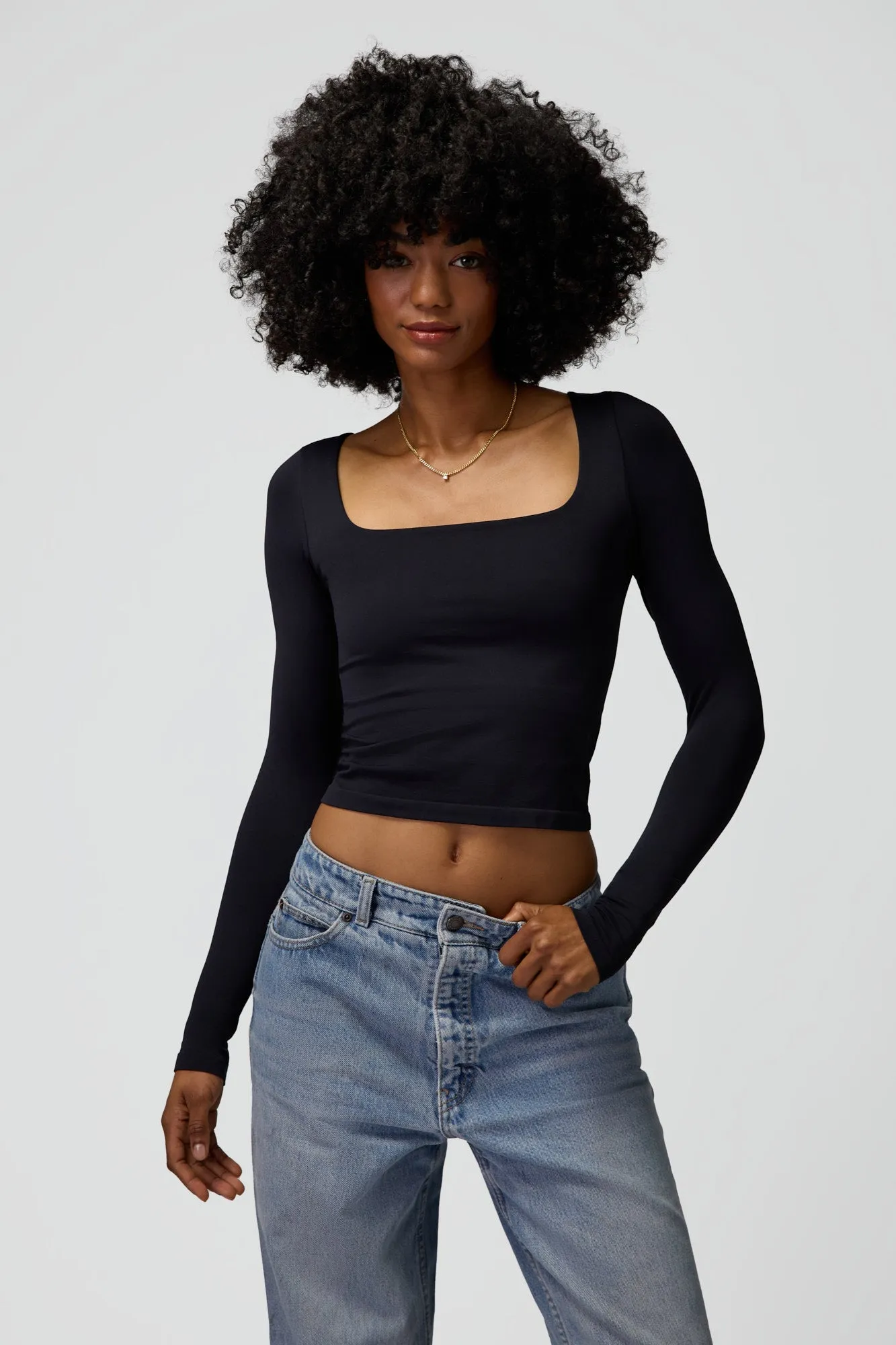 Spiritual Gangster Shayla Seamless Long Sleeve - Black sold by Sun Diego Boardshops