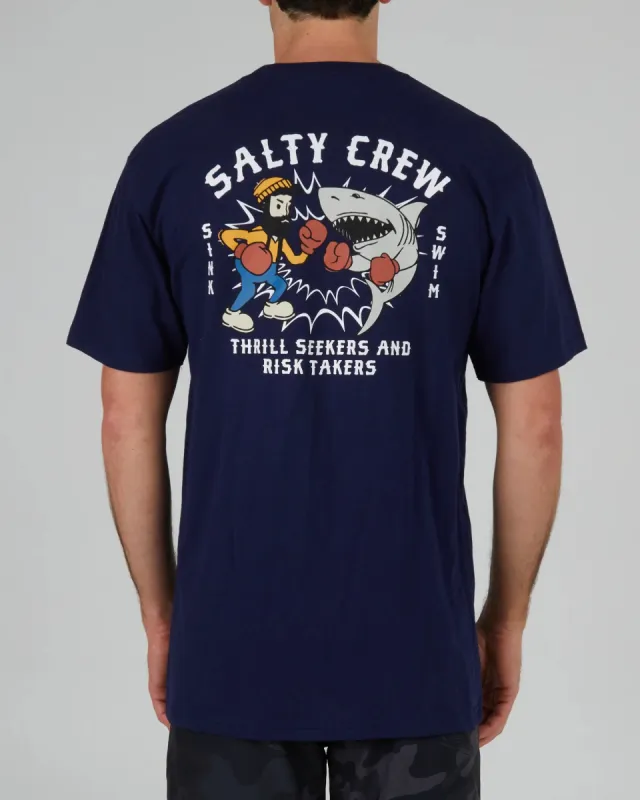 Salty Crew Fish Fight Navy S/S Standard Tee - NAVY made by Sun Diego Boardshops