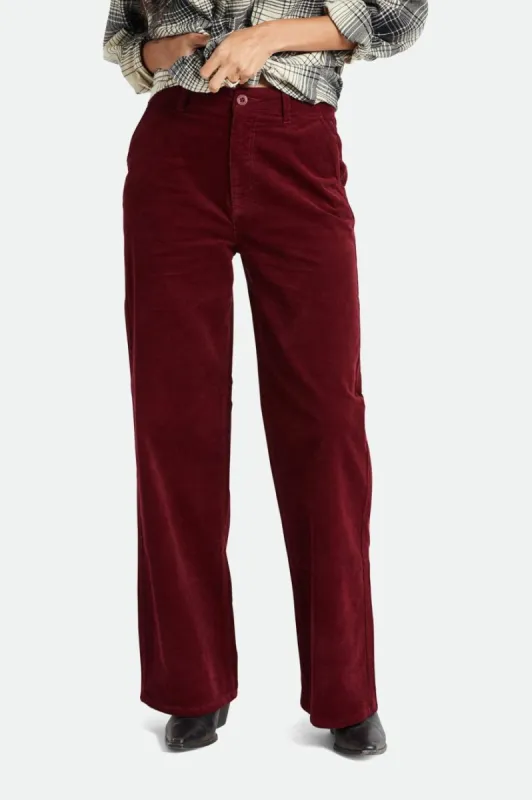 Brixton Victory Full Length Wide Leg Pant - Dark Burgundy sold by Sun Diego Boardshops