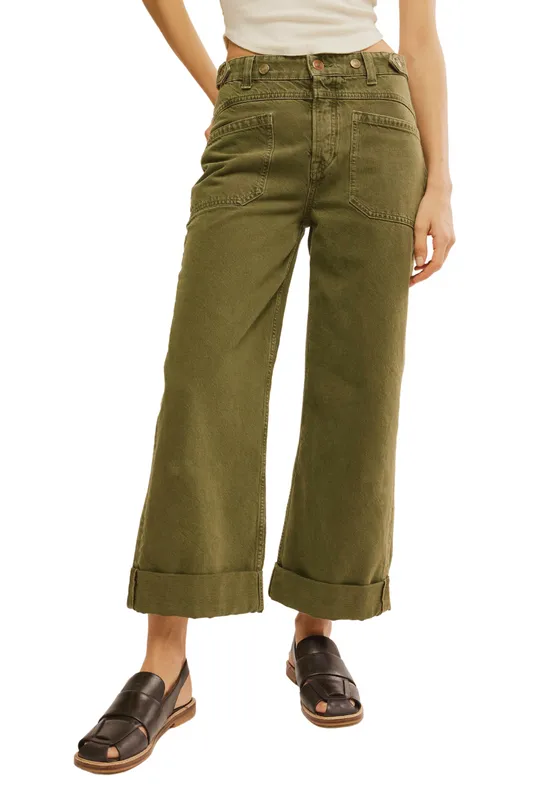 Free People We The Free Palmer Cuffed Jeans - ARMY sold by Sun Diego Boardshops